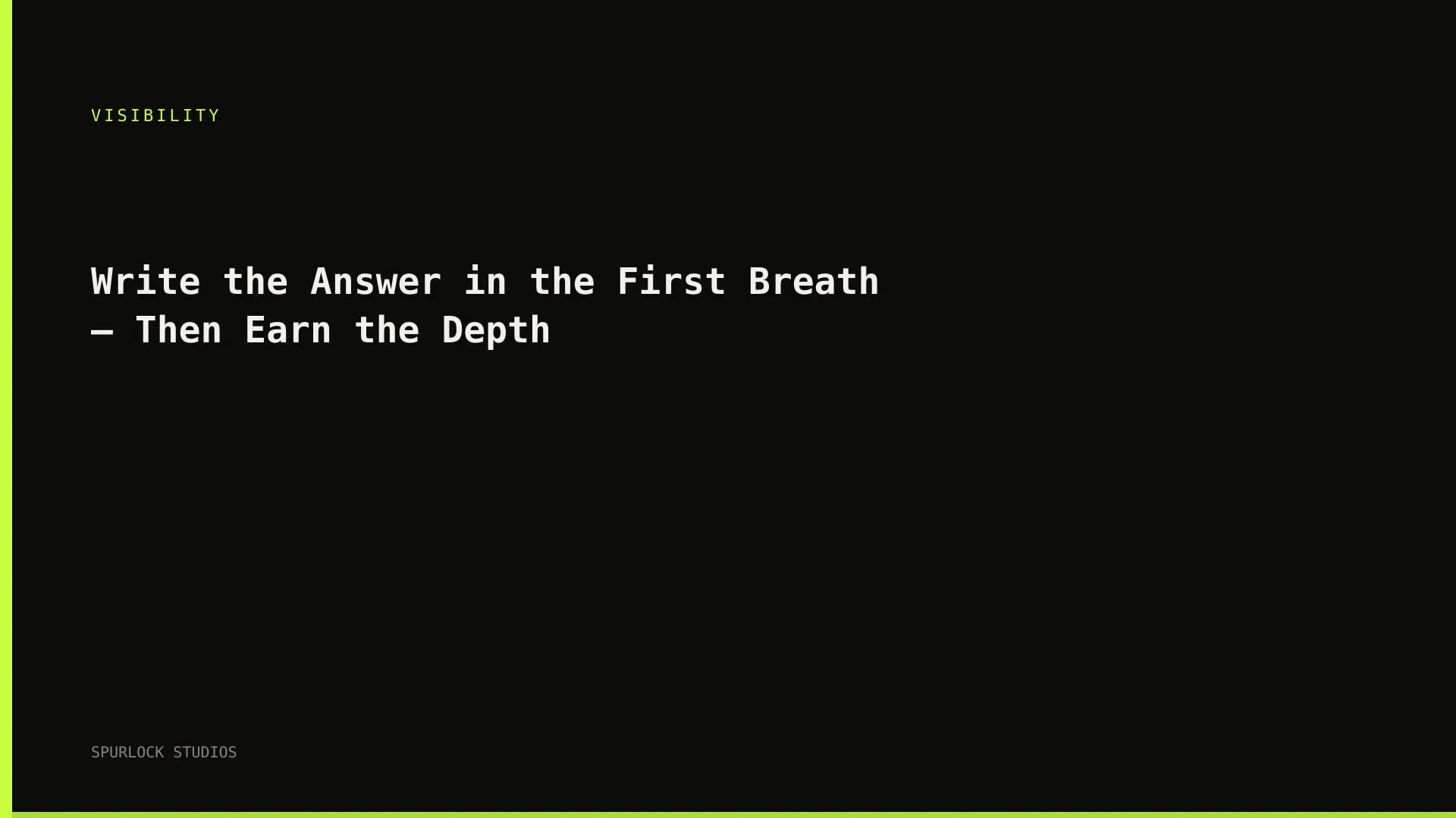 Write the Answer in the First Breath — Then Earn the Depth