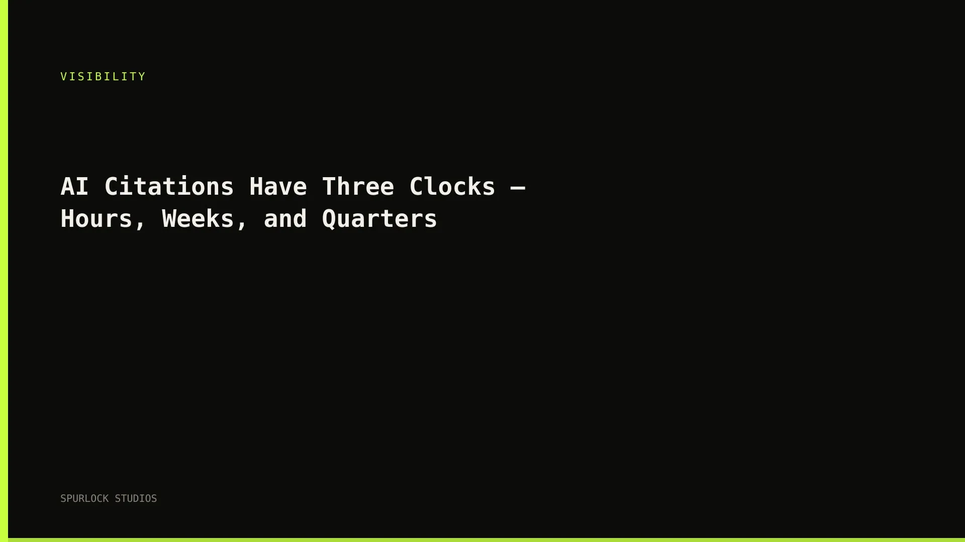 AI Citations Have Three Clocks — Hours, Weeks, and Quarters