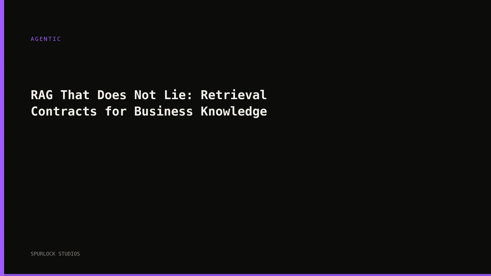 RAG That Does Not Lie: Retrieval Contracts for Business Knowledge